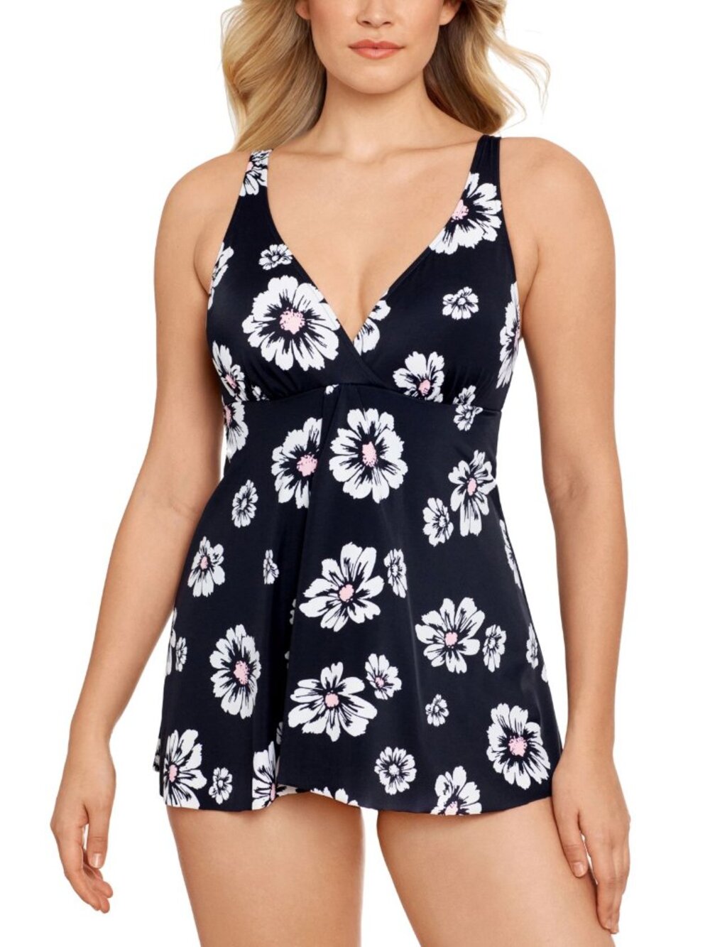 Swim Solutions Womens Flyaway Tummy-Control Swimdress